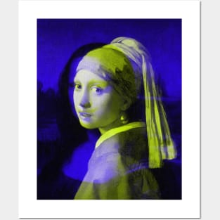 Mona Lisa with a Pearl Earring Interactive Yellow&Blue Filter By Red&Blue Posters and Art